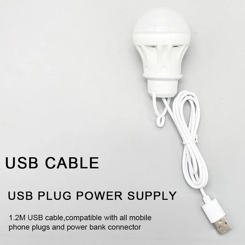 Bombilla con interruptor USB, lámpara portátil de 5V para acampar, luz LED para lectura de libros, tienda de campaña al aire libre