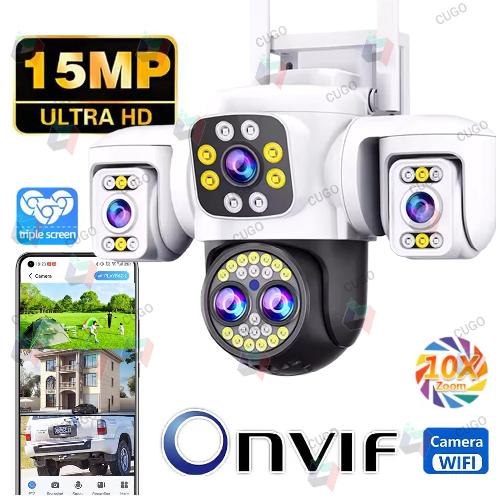 20MP 10K WiFi Camera 10X Zoom Security Protection Camera Three Screen Video Surveillance Yoosee PTZ Outdoor Wireless Camera CCTV