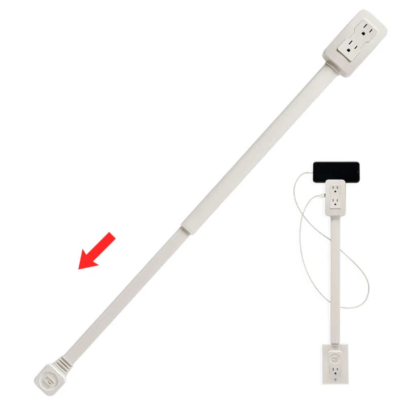 Steckdosen-Expander, 3-polige Steckdosen, Steckdosenleiste, 16,5 bis 29,5 Zoll Verlängerung, 180 Grad drehbare Basis, für Sofas, Bett