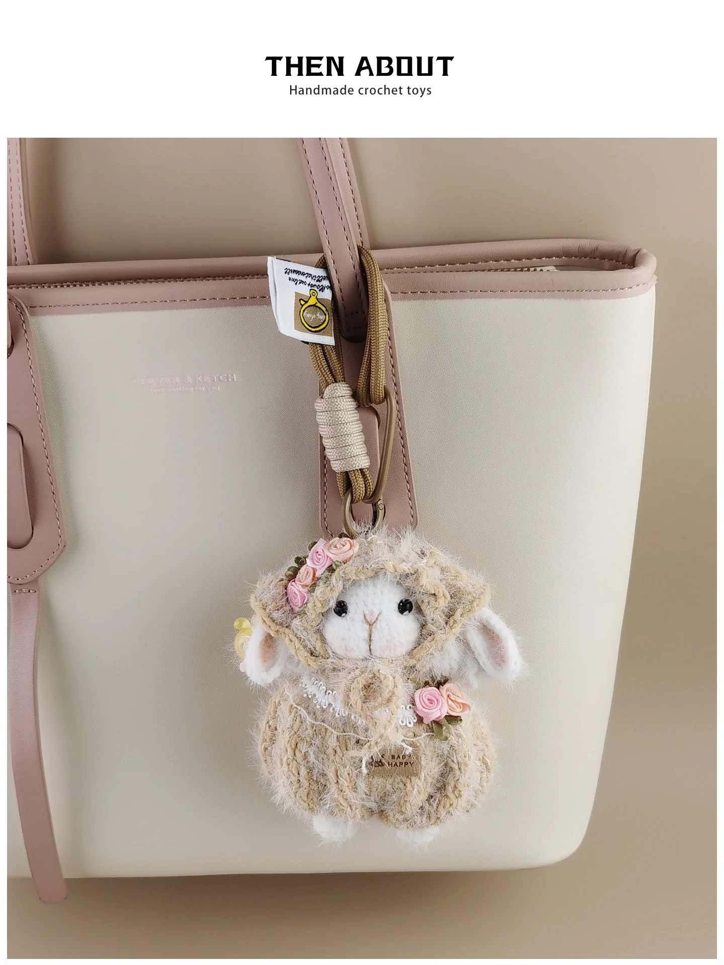 Cute Sugar Rabbit Doll Bag Charm Keychain Village Flower Pendant Unique Gift Fashionable Accessory for Handbags And Keys