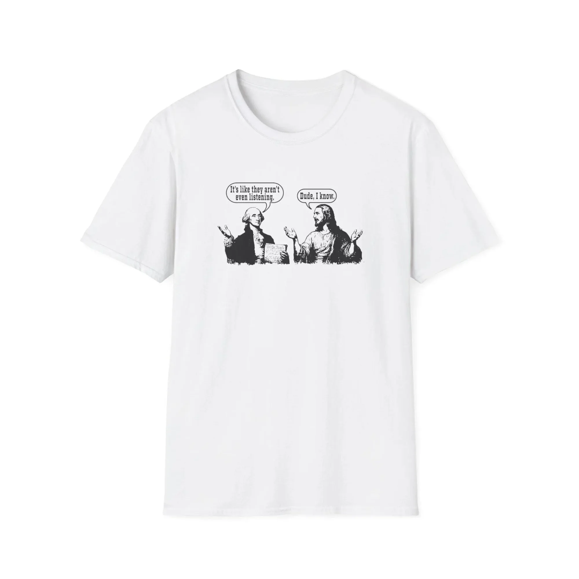 Jesus and George Washington Funny Political Christian T-shirts  Y2K Loose Street Letter Print Short Sleeve Casual Tee O-neck Top
