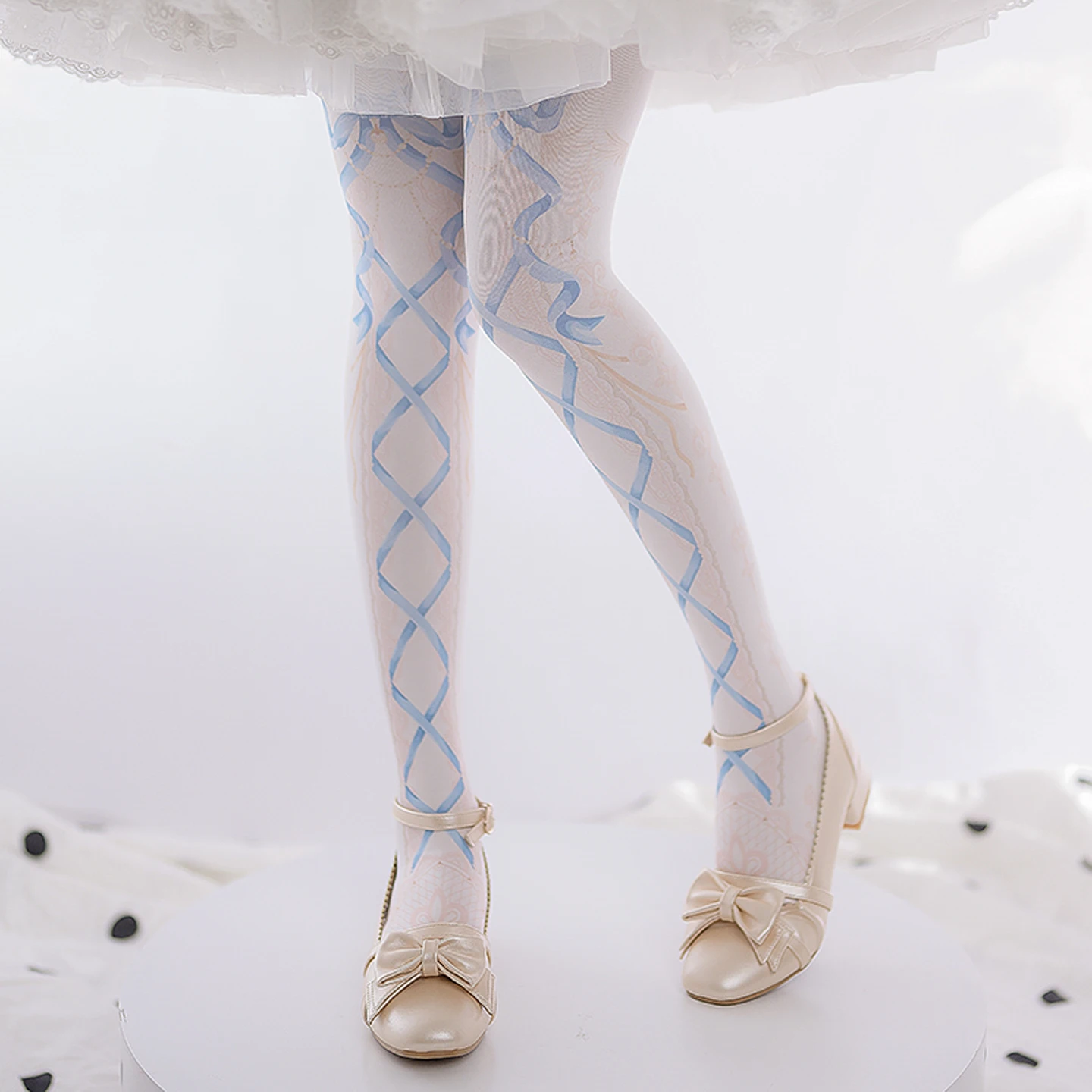 Japanese Sweetheart Girl Lolita Socks Women's Spring Summer Velvet Bow Ribbon Print Pantyhose Lolita Sweet Lo Socks for Women