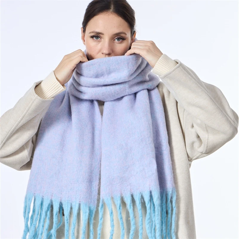 Autumn and Winter Women\'s NEW Soft  Pashmine Wool Long Scarf Macaron Solid Fashion Warm Outdoor Large Muffler Shawl