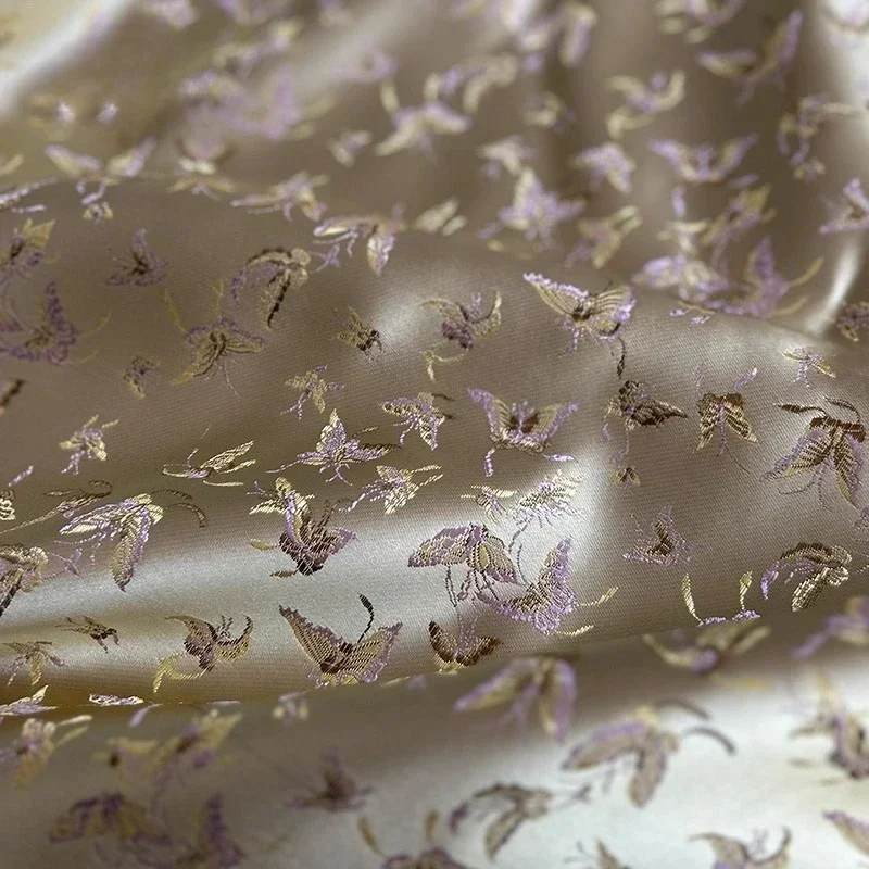 

Фиолетовая бабочка, красочная тканая парчовая ткань, сшитый жилет Qipao, дизайнерская одежда для кукол «сделай сам», ткань