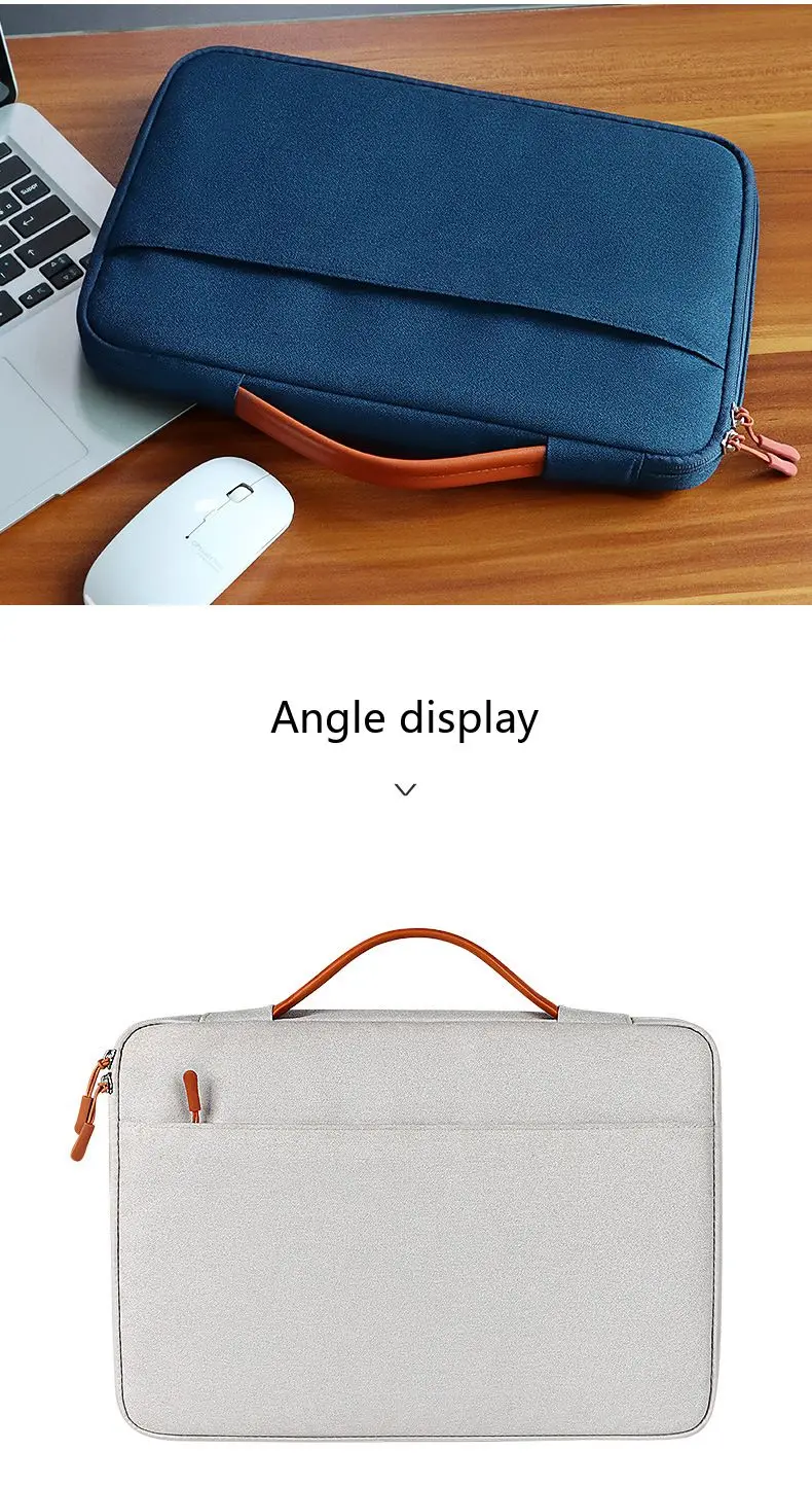 Laptop-Handtasche 13 15 Zoll Wasserdichte Polyester-Aktentasche für MacBook Tragbar Langlebig Büro – Detail 14