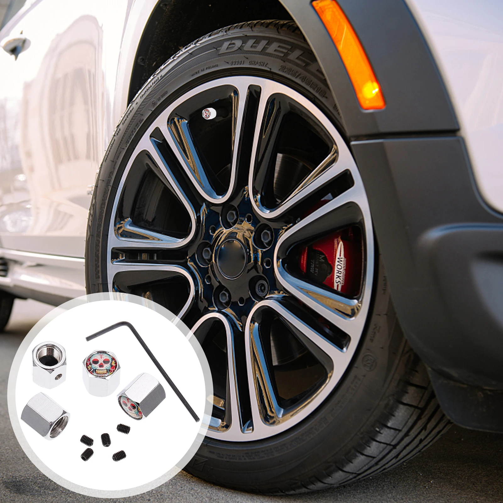 

1 set Anti Theft Tire Mouth Cover Metal Valve Caps Wheel Stem Copper Nozzle Car Bikes Heavy Duty Tire Repair Tools Accessories