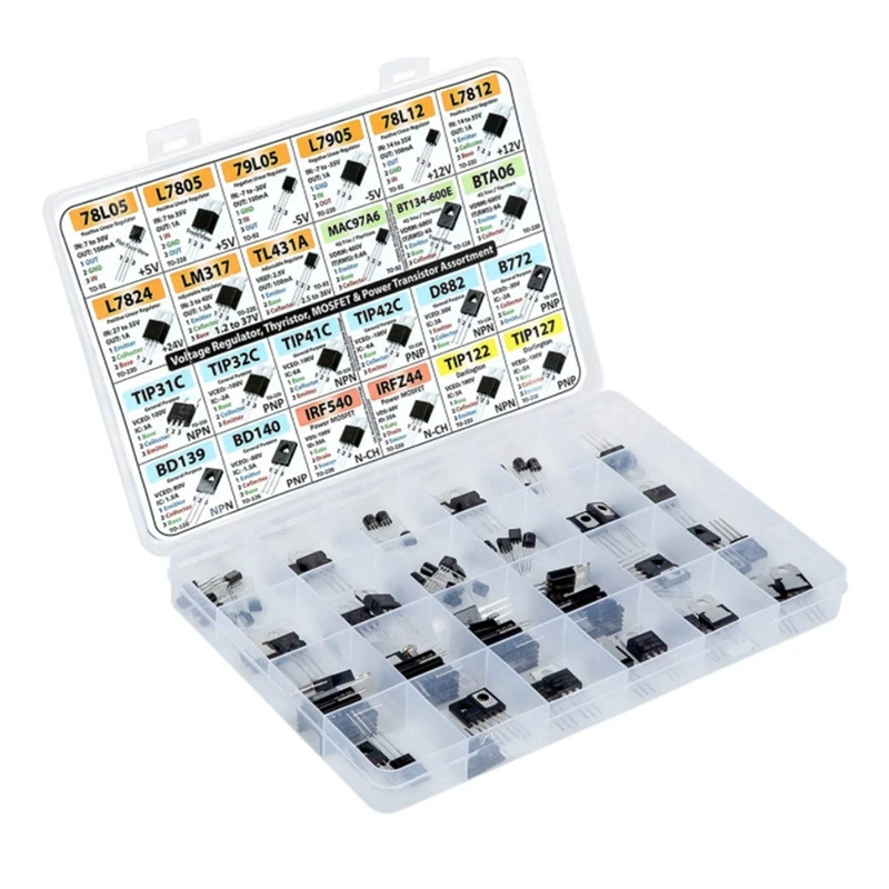 SOT-23 Electronic Components, Transistors, Bjts, Mosfets, Diodes, Schottky, Switches, 24 Types Durable Easy To Use