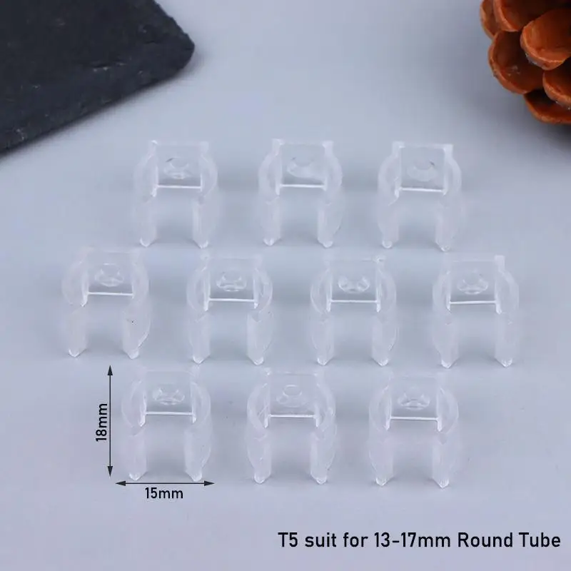 LED Neon Clip 10Pcs T5 T8 Round Fixed Clip Plastic Buckle Transparent White Connector Holder Silica Gel Tube Light Mounting