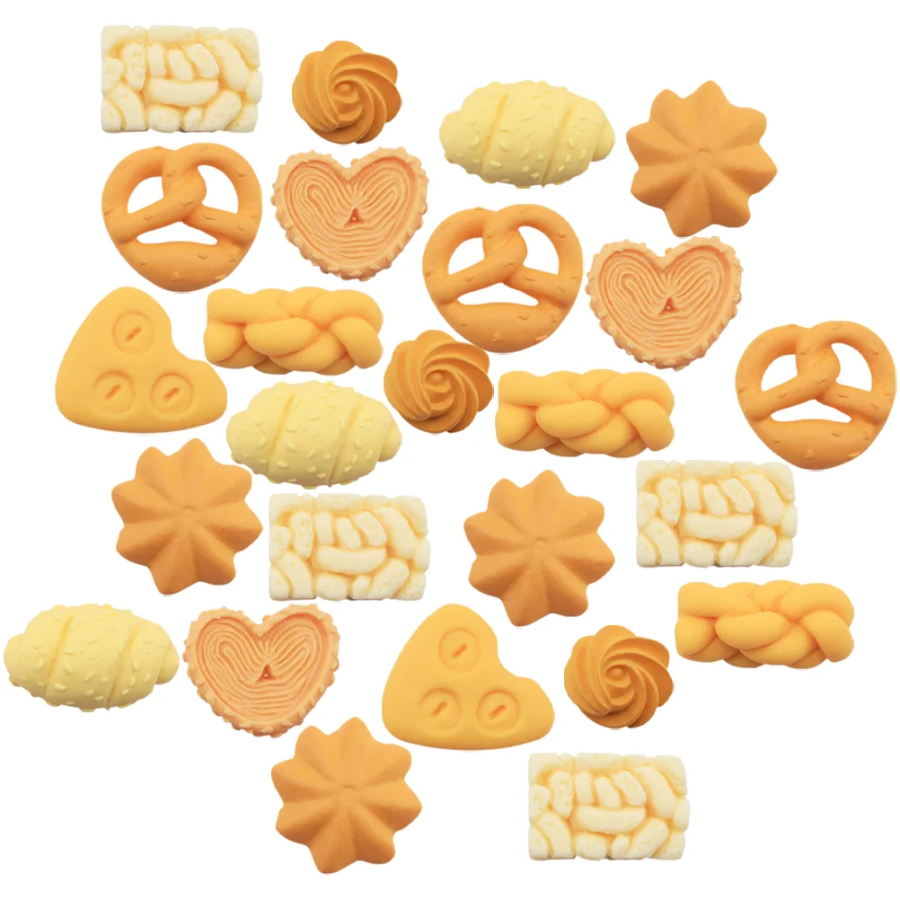 

40 Pcs Simulated Bread Cookie DIY Shiwan Biscuits Food Toys Phone Cover Charms Mini Miniature