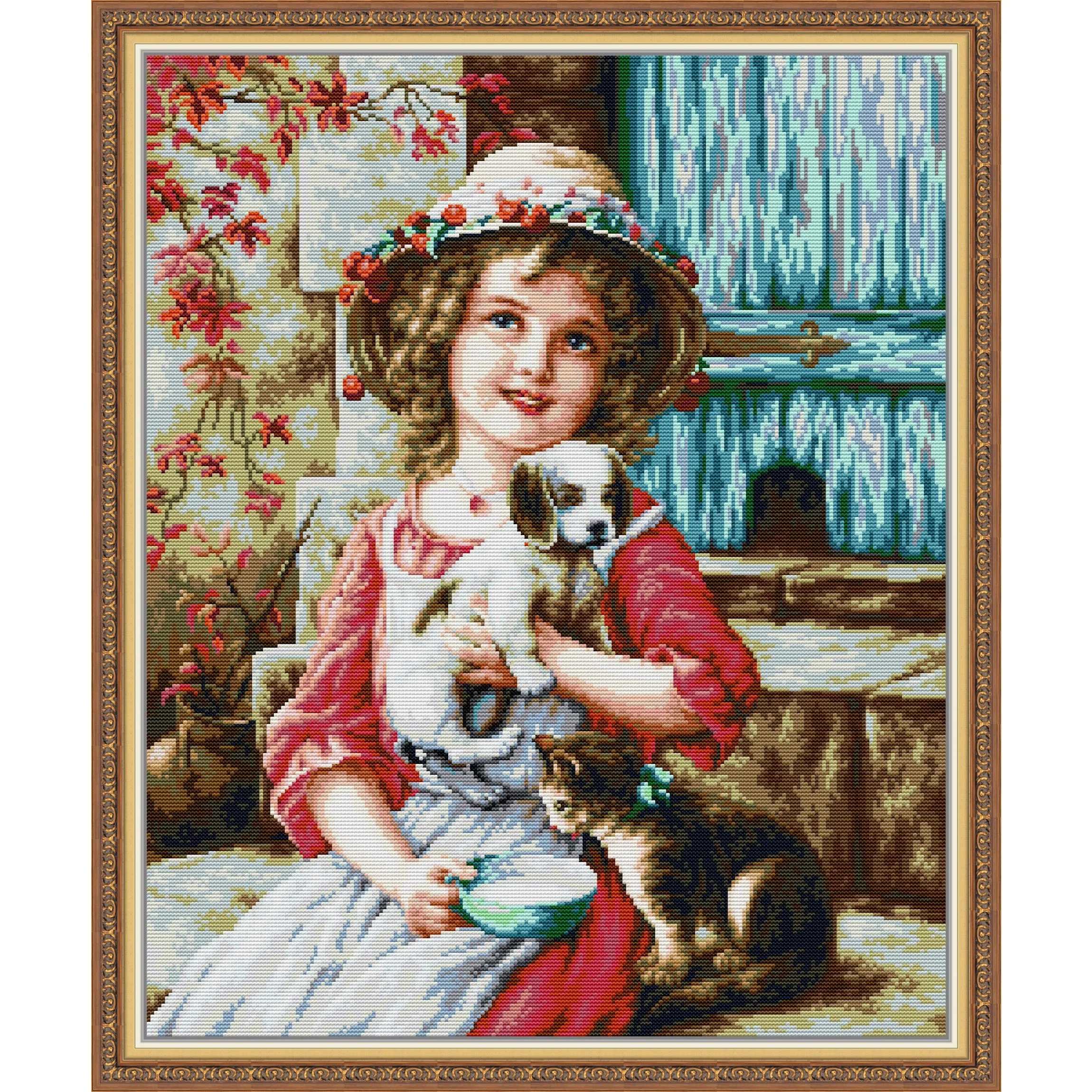 

Soulgift News Набор для вышивки крестом с предварительной печатью, штампованная ткань Аида с нитками DMC, набор для вышивания - Best of Friends