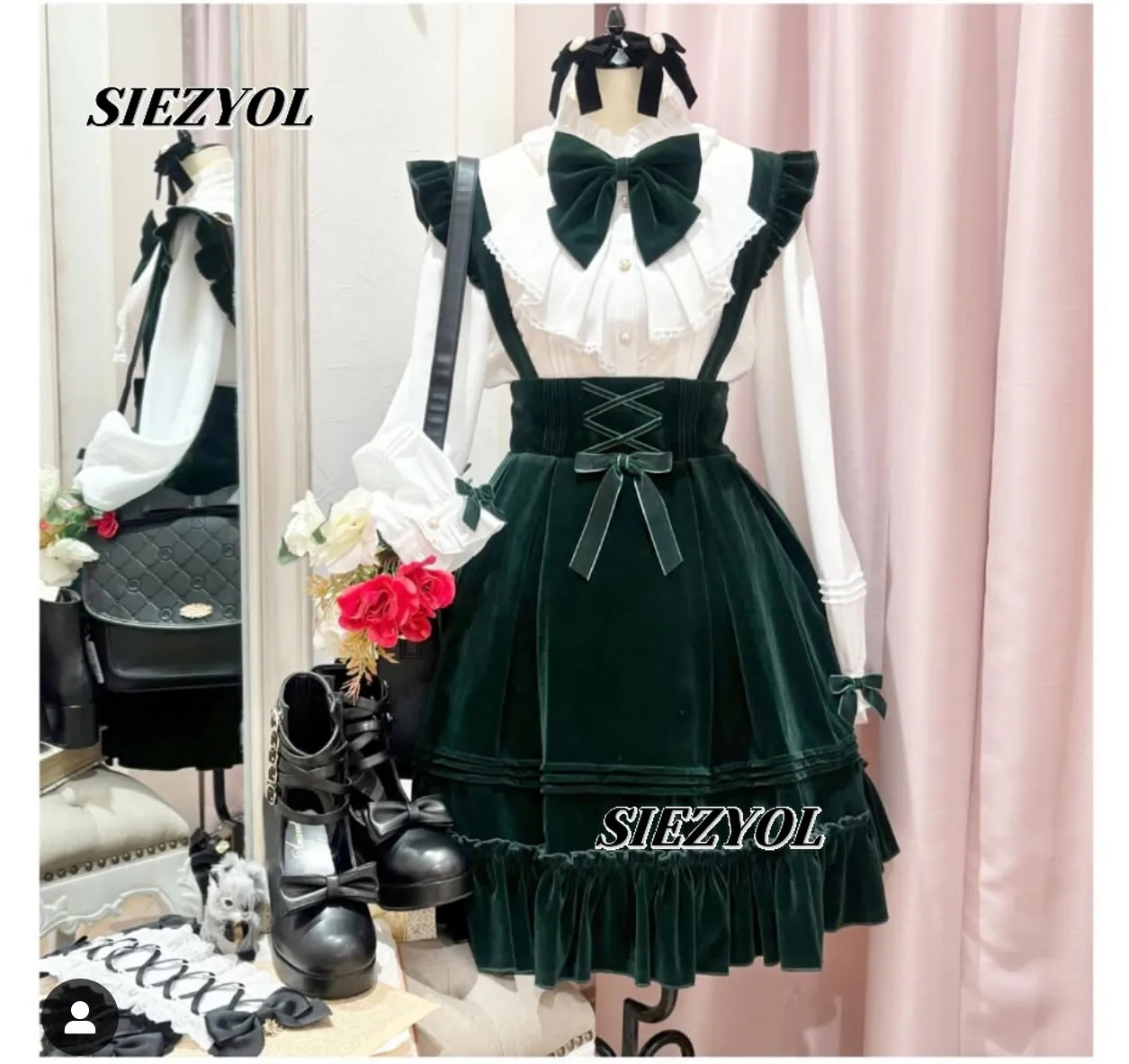 High Waist Strap Skirts Japanese Autumn and Winter New Sweet Cute Girls Versatile Retro Velvet Bow Short Suspender Skirts