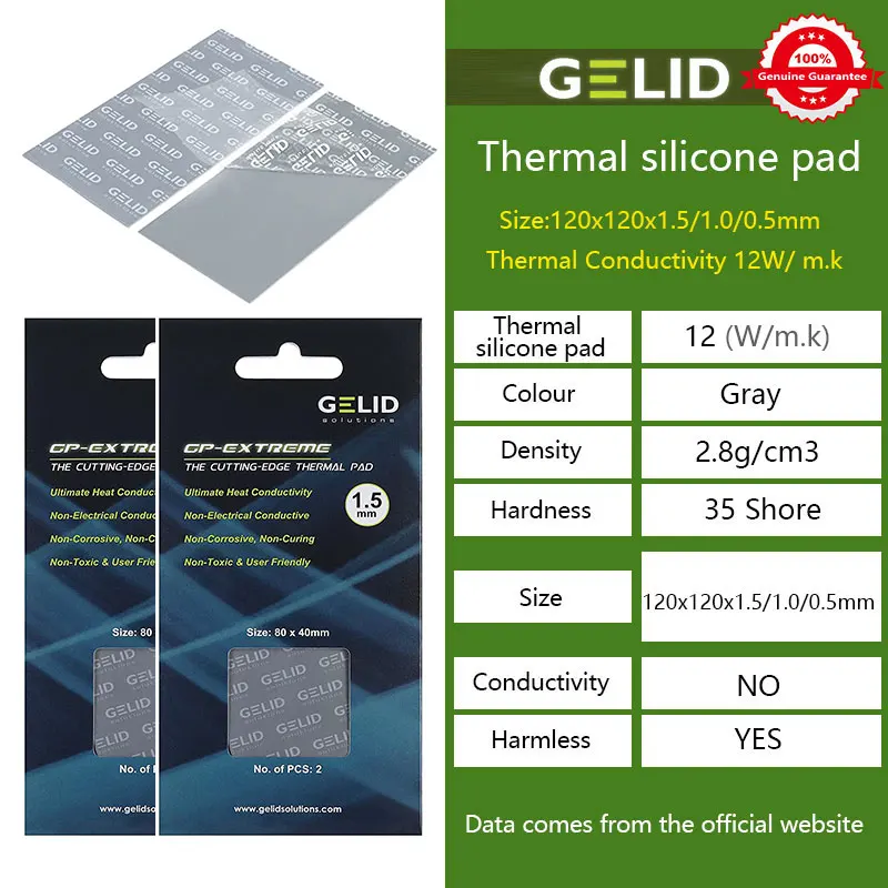 GELID-placa base de tarjeta gráfica GP-EXTREME, almohadilla térmica Pad12W CPU/GPU de alto rendimiento, disipación de calor, almohadilla de silicona, varios tamaños