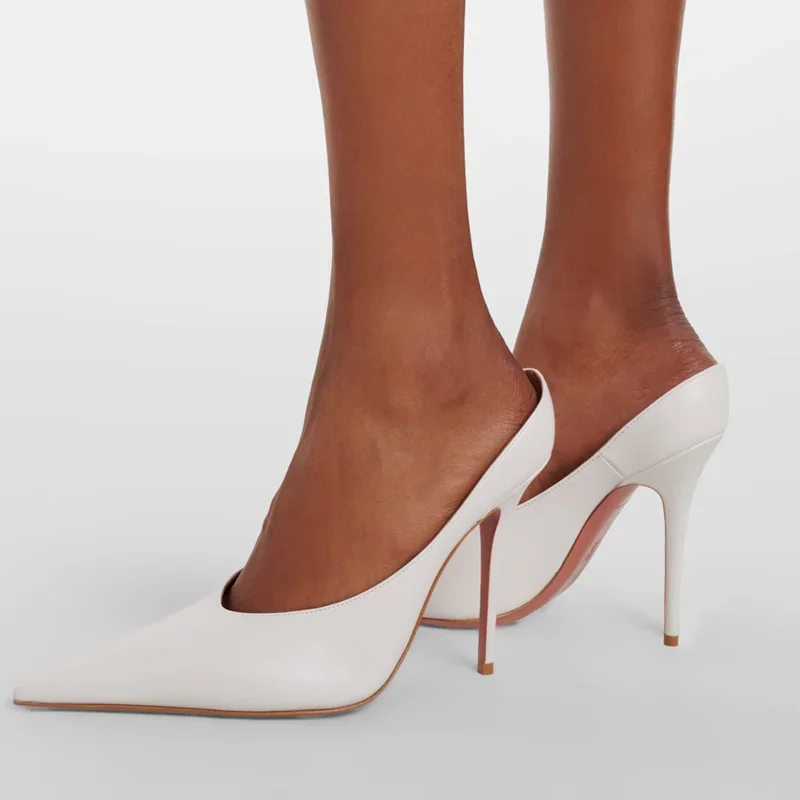 Pointed Toe Slip On Leather Pumps Sexy Pointed Toe Shallow Thin Heel Accept Customized New Arrivals Fashion Women Modern Shoes