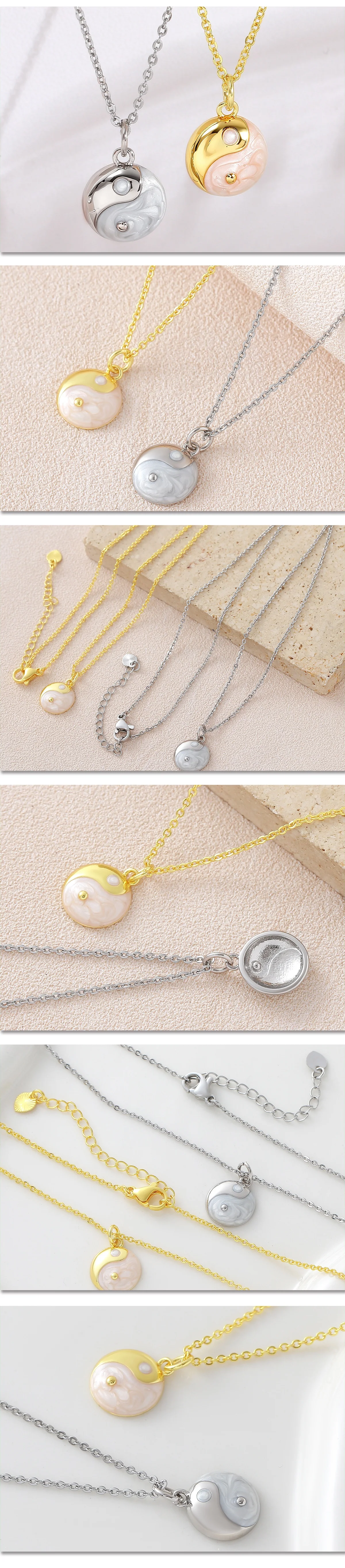 MHS.SUN Drip Oil Taichi Eight Diagrams Anhänger-Halsketten für Damen und Herren, Punk-Stil, Gold/Silberfarben, Choker, Party-Schmuck, Geschenke – Detail 17