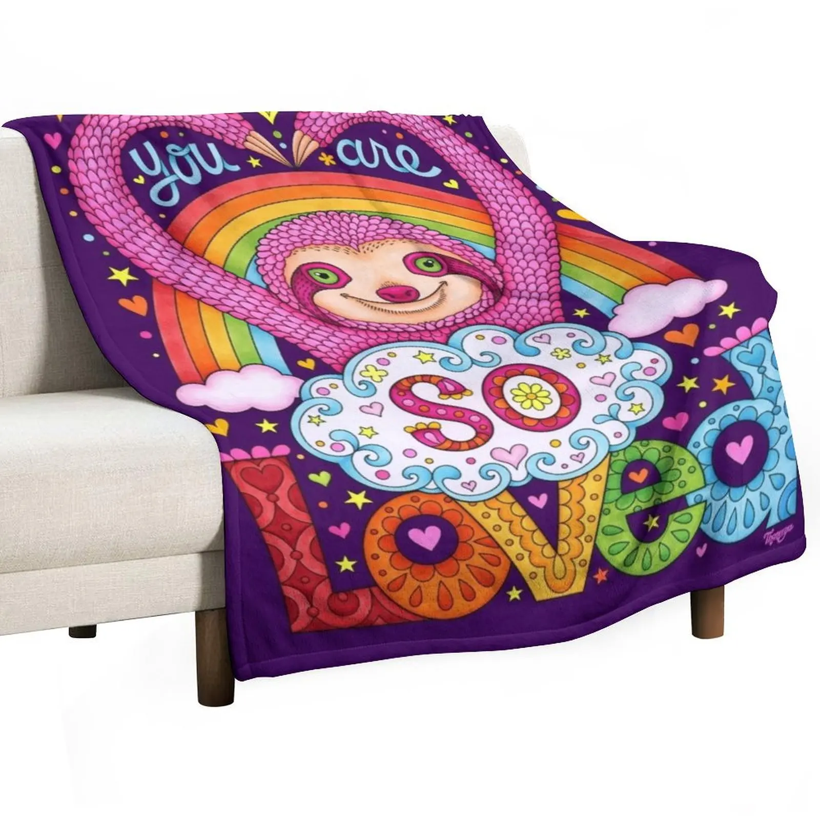 

You are so loved - Cute Rainbow Sloth - Art by Thaneeya McArdle Throw Blanket Luxury Brand Blankets For Baby Blankets