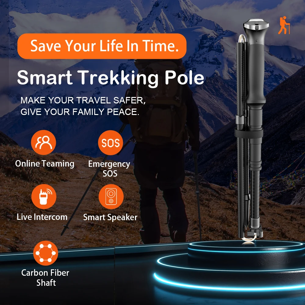 Smart Folding Adjustable Trekking Poles Providing Stable Carbon Steel Material Support and Comfortable Experience