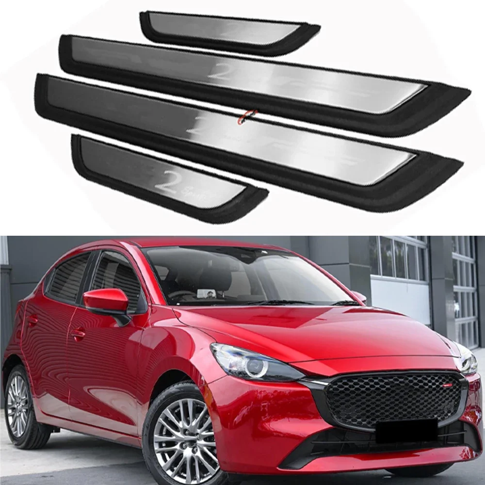 

Door Sill Threshold Pedal Cover Trim For Mazda 2 2020 2021 2022 2023 Car Protector Scuff Plate Guards Interior Accessories 2024