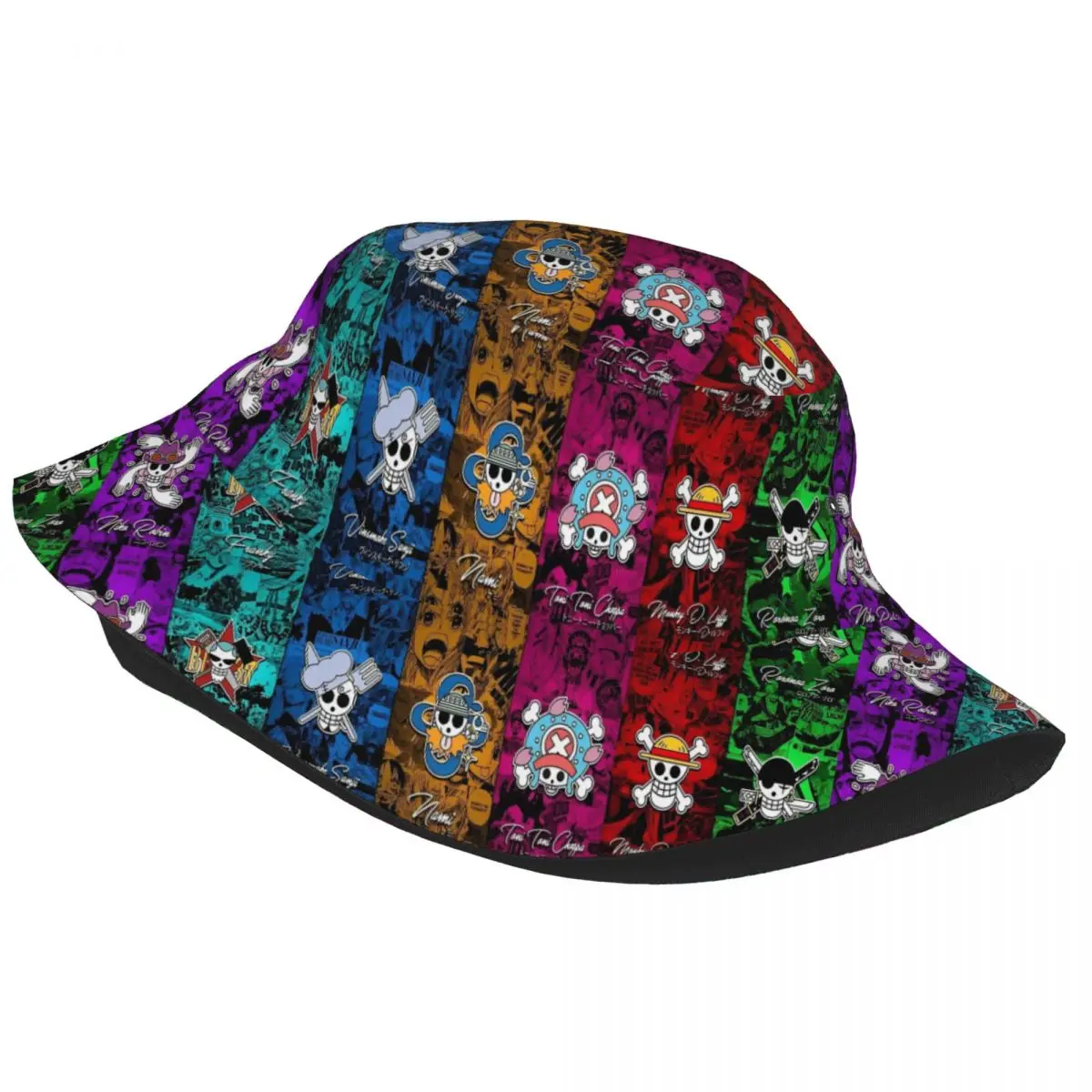 Spring Picnic Headwear Japan Anime Zoro Luffy Skull Stuff Bucket Hat Unisex Sun Hat One Piece Bob Hat Fishing Cap Outdoor Sports