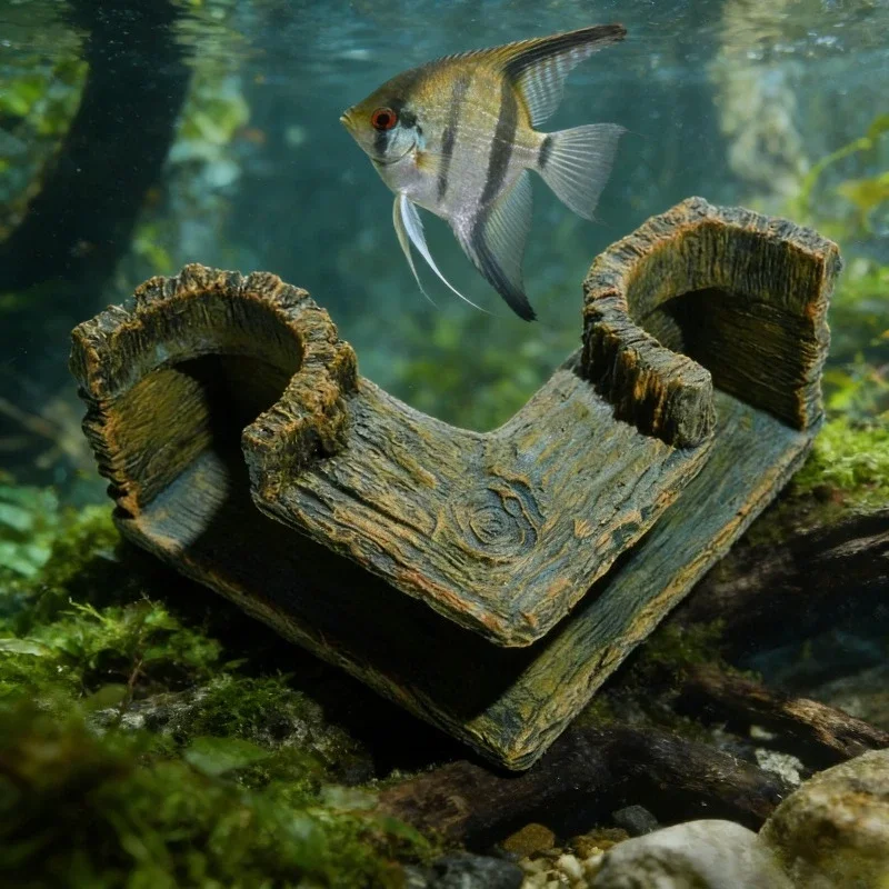Aquarium Corner Hideaway Tunnel Right-Angle Shelter Breeding Cave Fish Shrimp Hiding House Bottom Decor Ornament for Aquatic