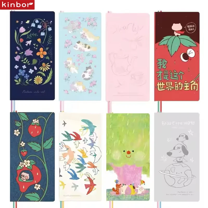 Kinbor Undated Weekly Planner,MultiColors Cute Illustrated Agenda Aesthetic Notebook 88Sheet Multifunction Page Diary&Organizer