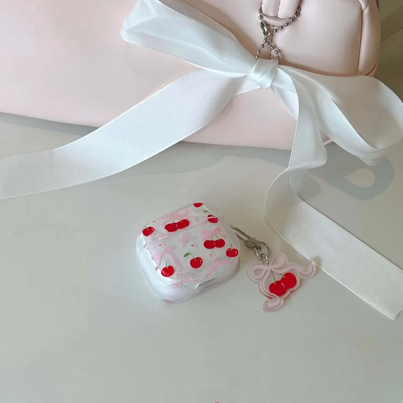 Розовый бант вишневый мультяшный кулон с беспроводной зарядкой Bluetooth чехол для наушников коробка для apple airpods 4 1 pro 2 2nd 2 3 чехол