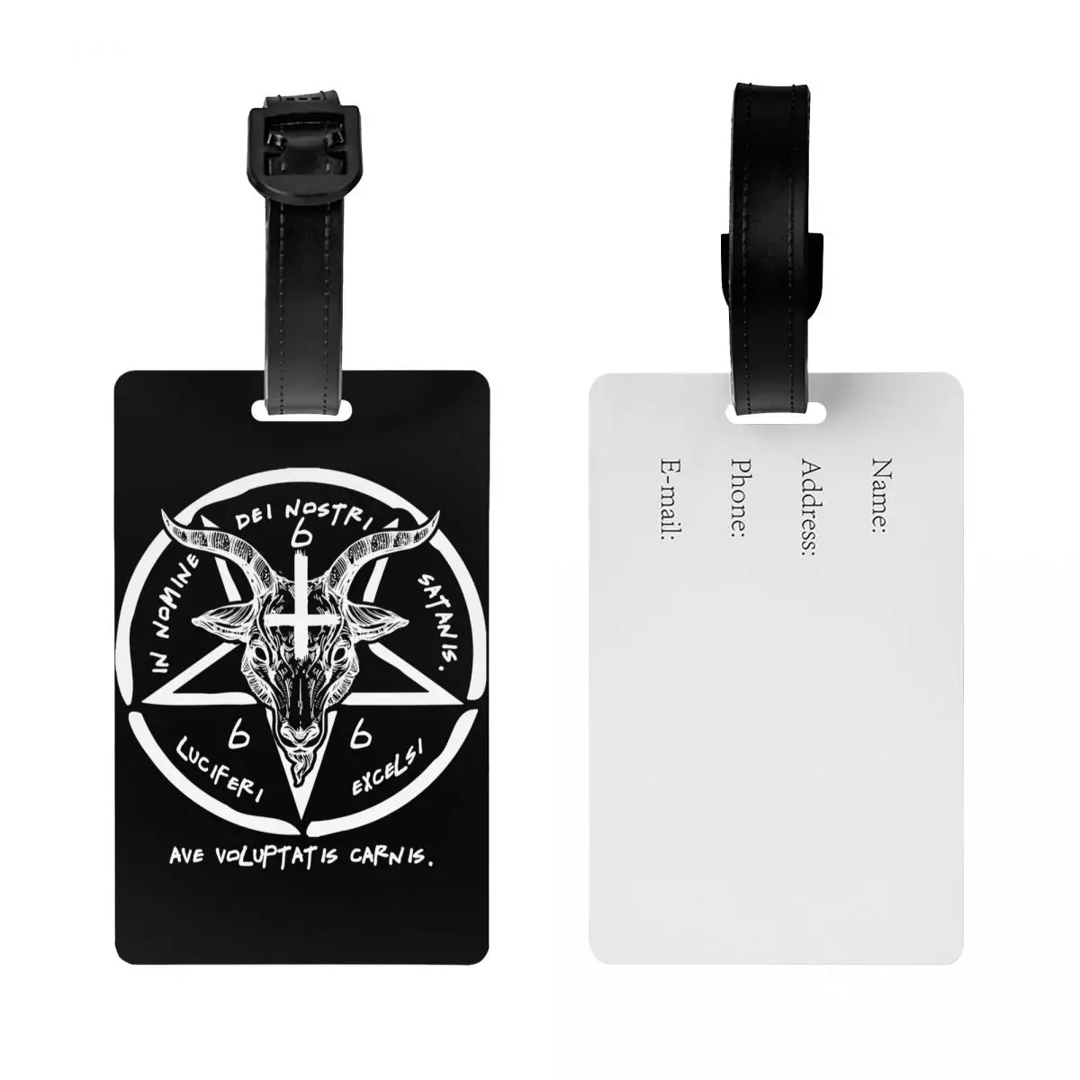 Tag bagasi Baphomet 666 kustom perlindungan privasi Sigil dari setan Knights Templar label koper tas perjalanan