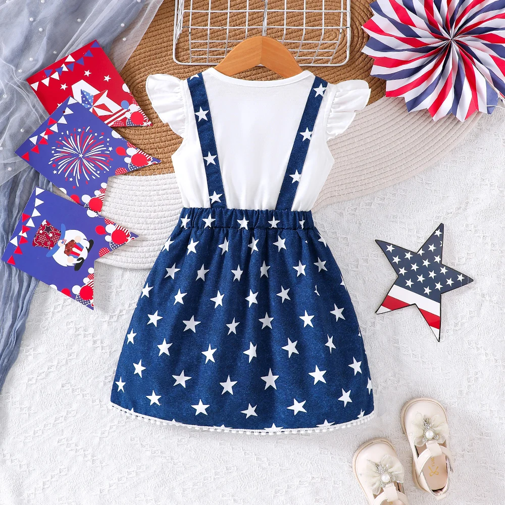 Girls' Spring/Summer USA Independence Day Two-Piece Dress