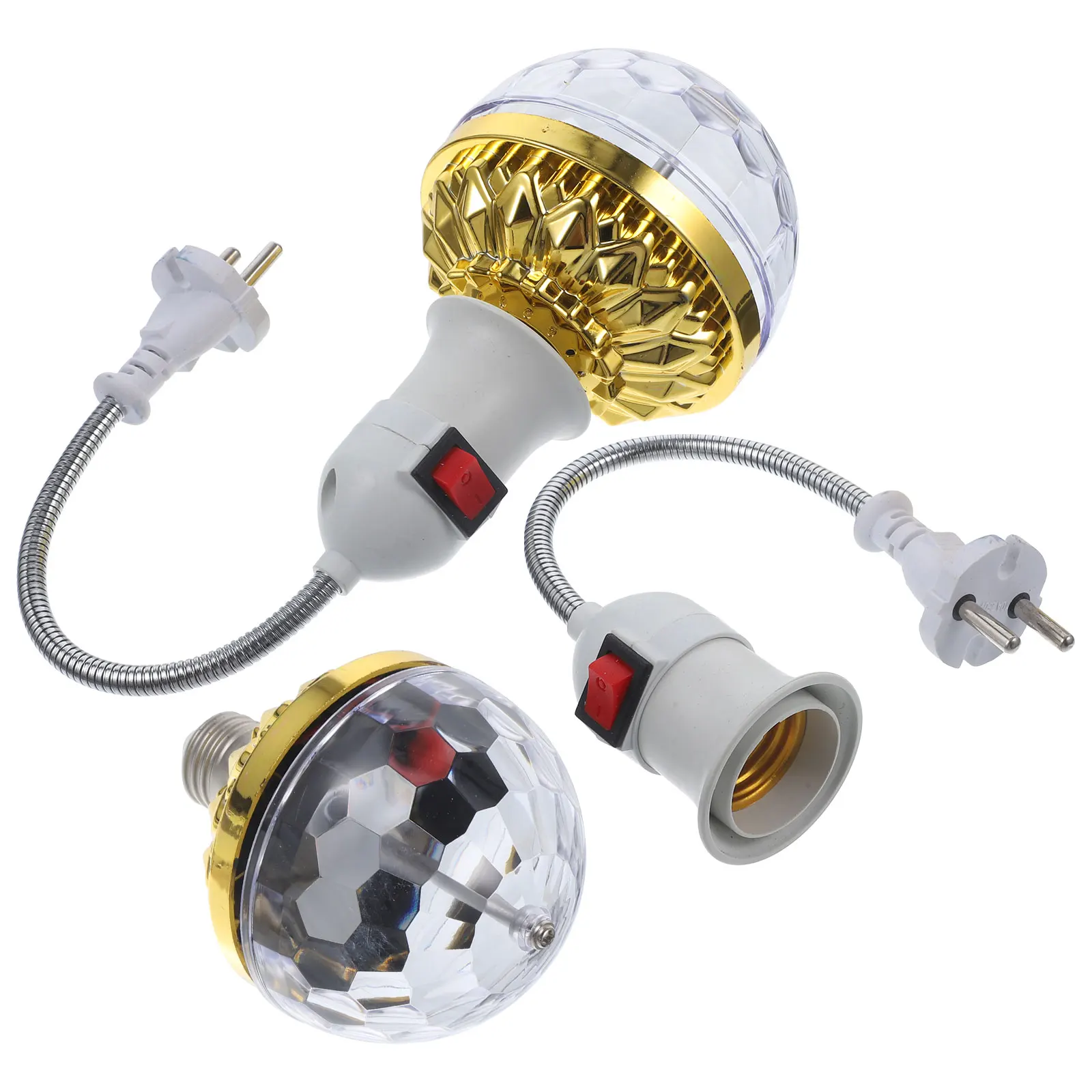 2 Sets LED Bulbs E27 Base Rotating Disco Light for Party KTV Stage DJ Lighting RGB Strobe Effect