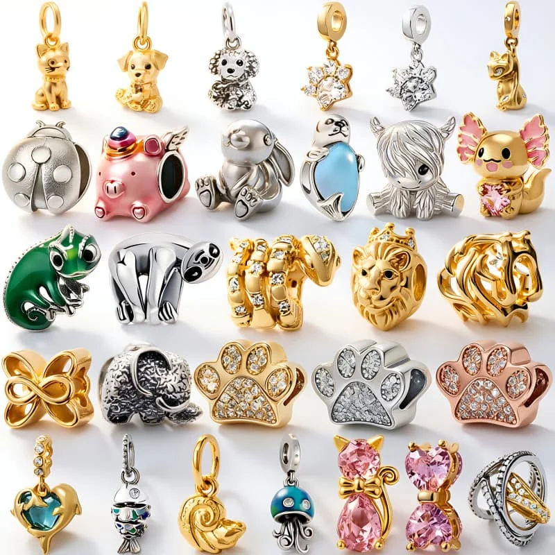 

Hot-Selling DIY Cute Animal & Sparkling Charm Bead Fit Original Snake Bone Bracelet Personalized Jewelry Making Accessories GIft