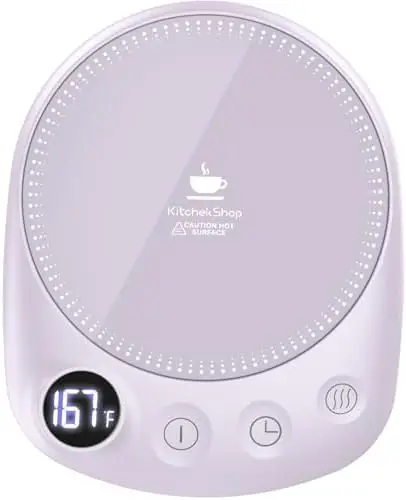 

Purple Coffee Mug Warmer with 4 Temp Settings, 1-12H Timer, Auto Shut-Off – Fast Heating Cup Warmer for Desk