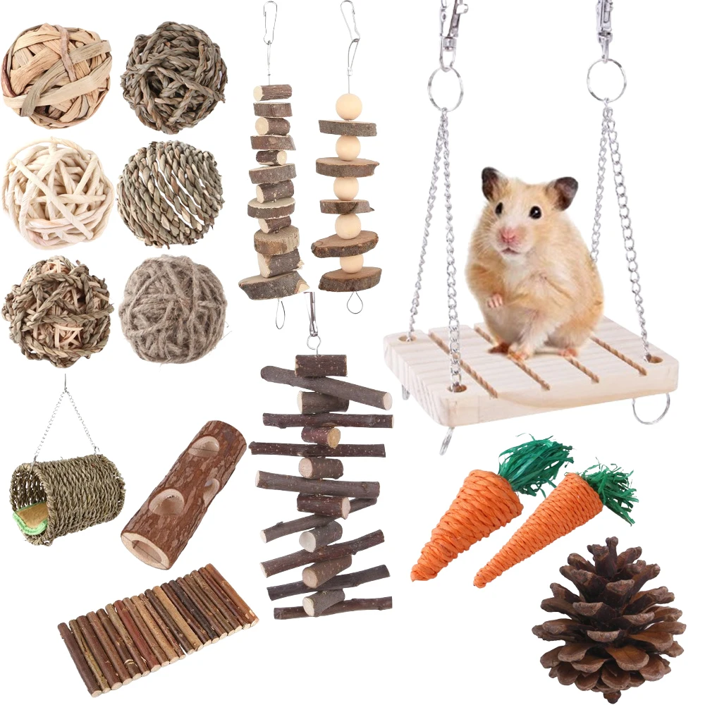 

​Small Animal Chew Toys Natural Wood Tooth Cleaning Molar Grinding for Rabbits Hamsters Guinea Pigs Chinchillas​