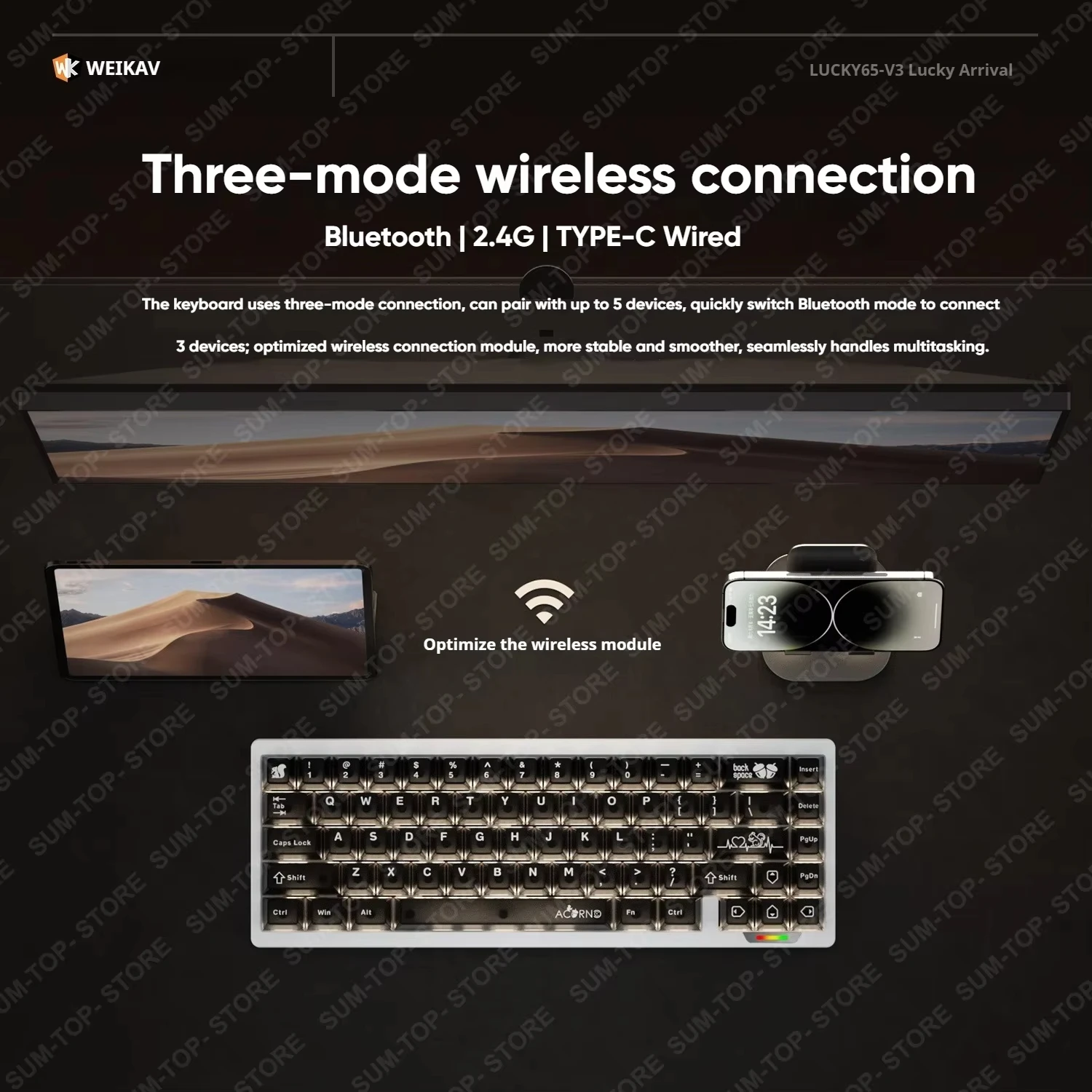 WEIKAV Lucky65 V3 Lucky65 V2 ZA68 NUT65 Wireless Aluminum Mechanical Keyboard Kit RGB Bluetooth Wired Gaming Hotswap Keyboard