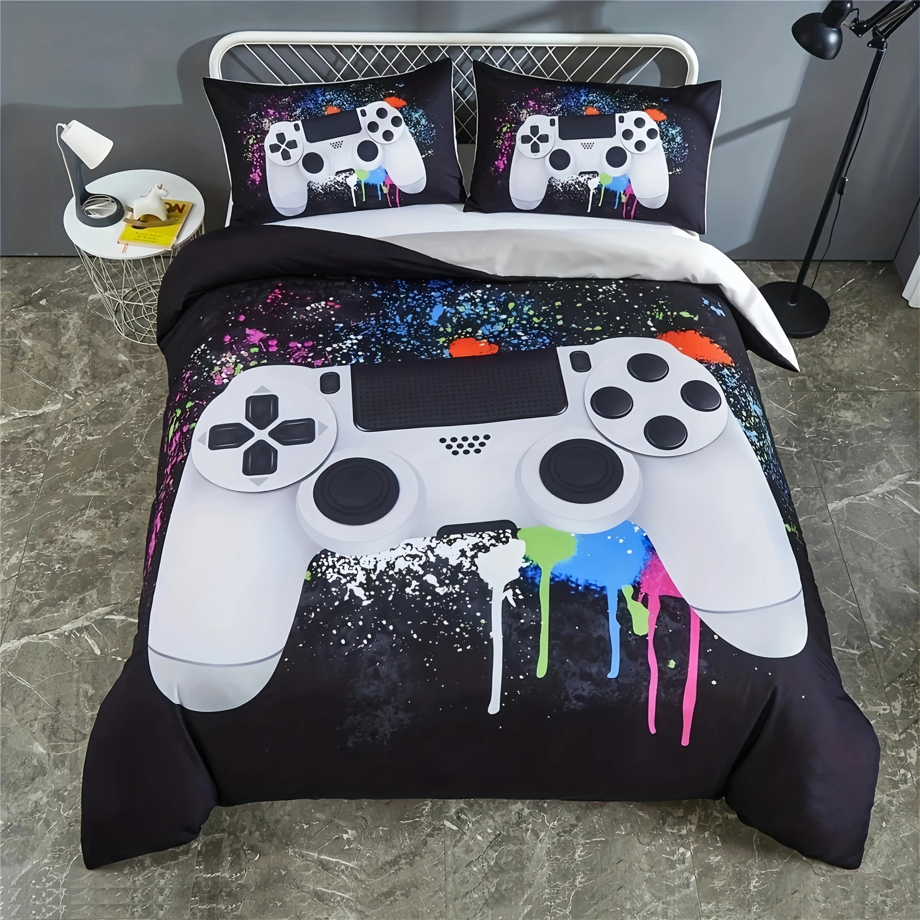 

Gamer Printed Duvet Cover Set Games Video Controller Bedding Set For Bedroom Decor (1 Duvet Cover + 1/2 Pillowcase)