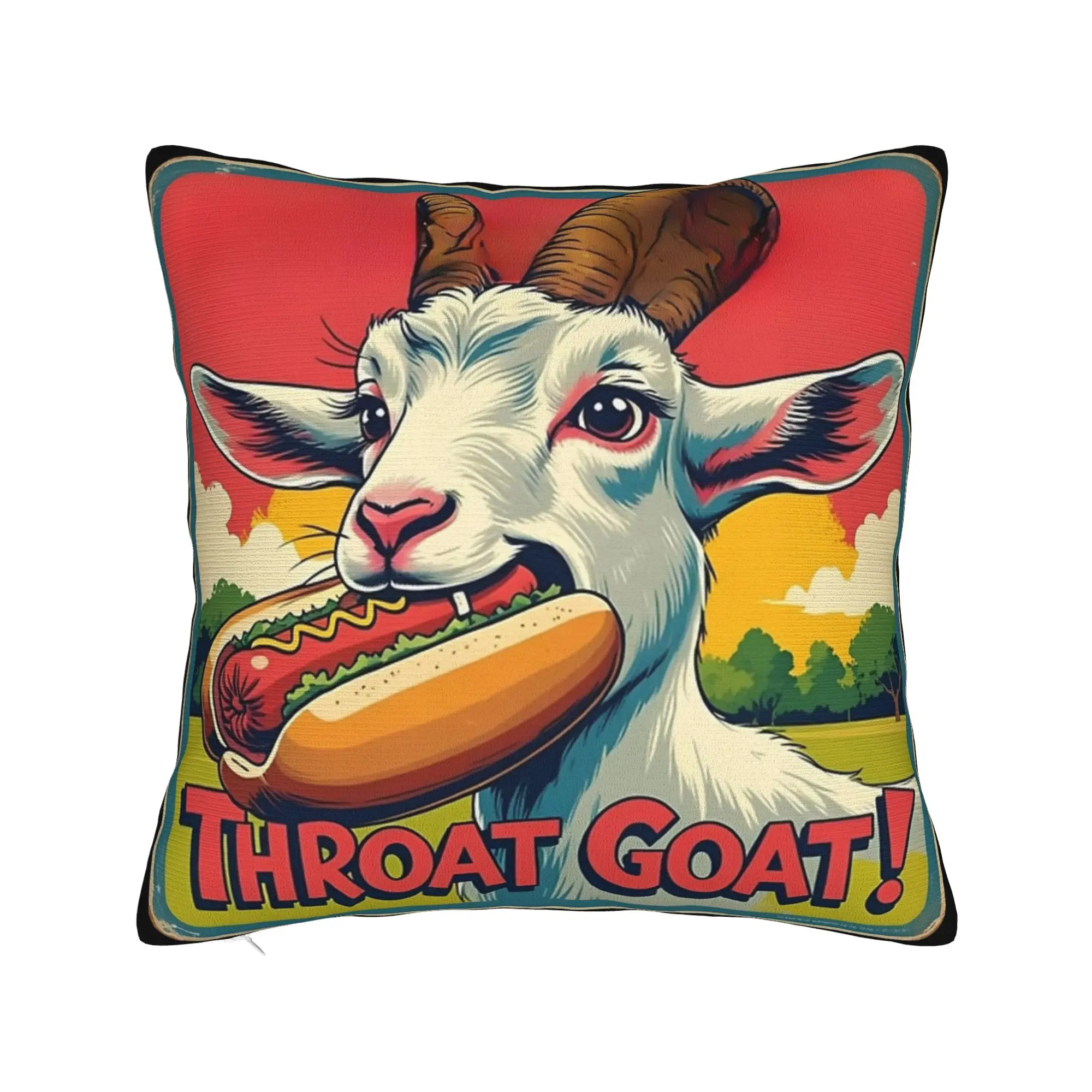 Throat Goat Funny Adult Humor  Pillowcase Accessories Soft Cushion Cover Gift  Pillow Case Cover Home Multi Size