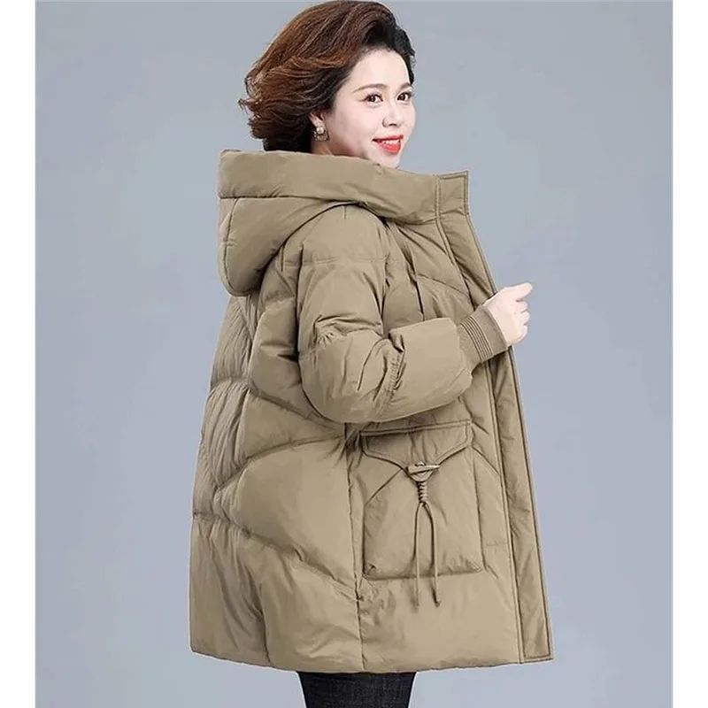 Winter Women Fashion Long Parkas Coat Femme High-end Hooded Down Cotton Outwear Korean Lady Large Size 4XL Cotton Padded Jacket