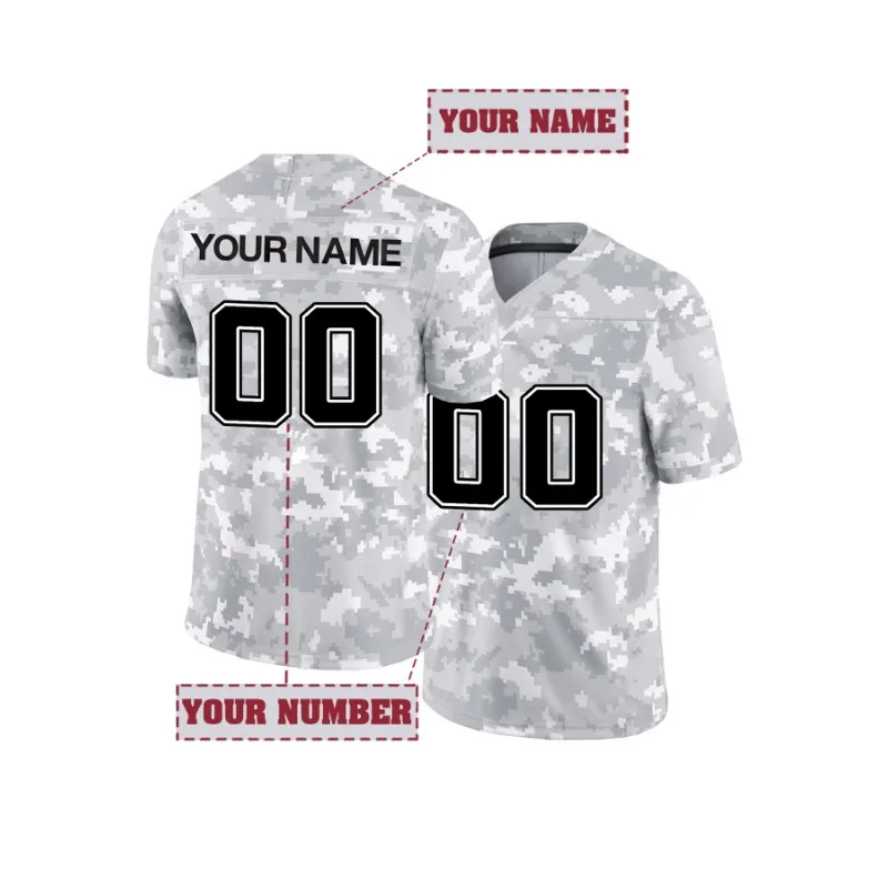 

Customized Name and Number Men's Embroidered American Football Jersey Buffalo Camouflage Gray Personalized V-Neck T-Shirts