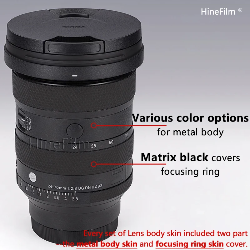 Hinefilm Skin for Sigma 24 70 F2.8 II for Sony Lens Decal Skin Sigma 24-70 F2.8 DG DN II Lens Sticker 2470 II Lens Wrap Cover