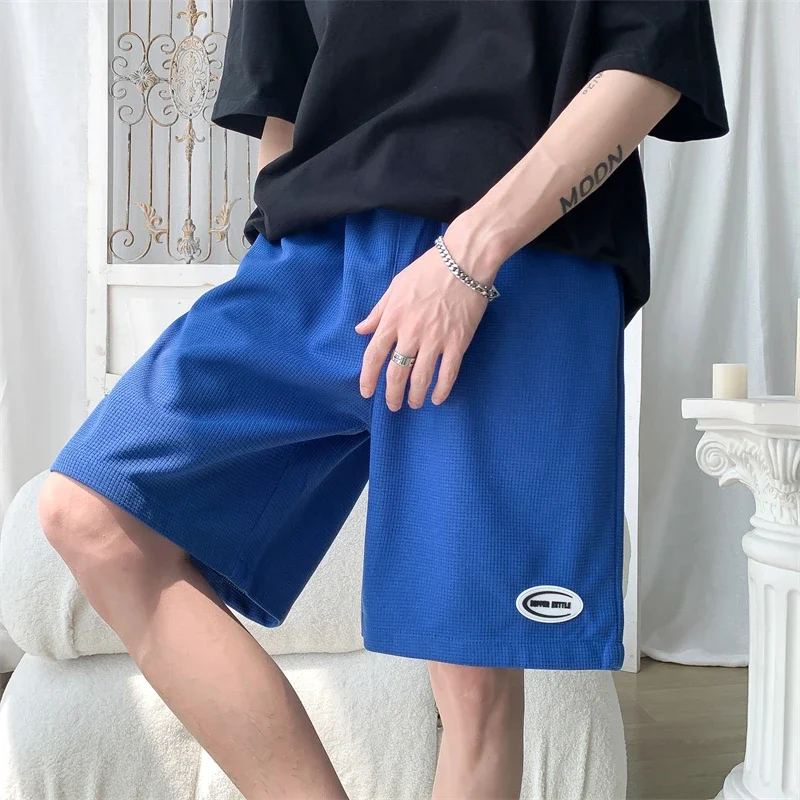 Summer Shorts Men Casual Loose Straight Shorts Male Solid Elastci Waist Shorts for Man