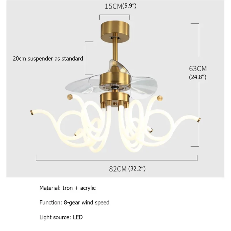 ALBERT Postmodern Ceiling Fan Light with Remote Control LED Contemporary Lighting for Home Dining Room