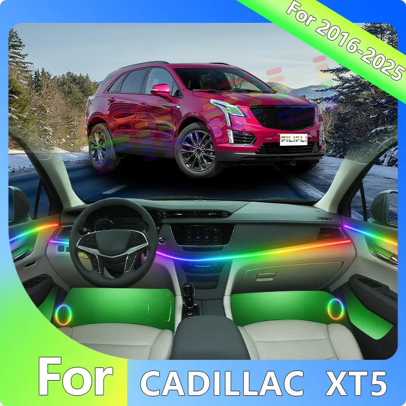 

FILIPLI For The CADILLAC XT5 For 2023 Voice Controlled Car Interior LED Mood Light Cyberpunk Car Ambient Light Easy To Install