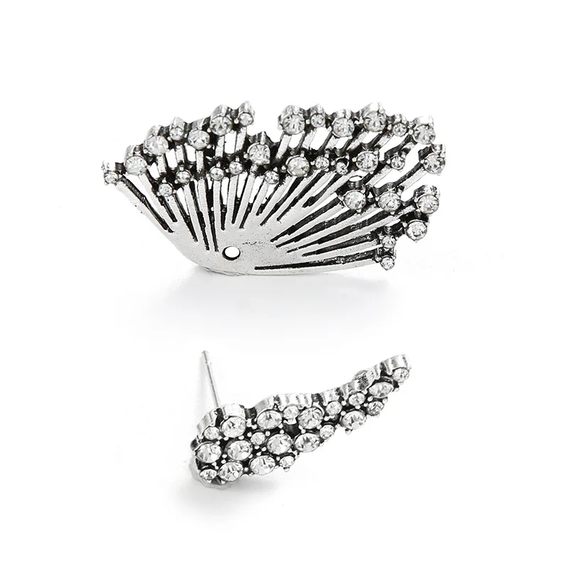 1 Piece Women Fashion Alloy Asymmetric Stud Earrings Crystal Multilayer Earrings For Women