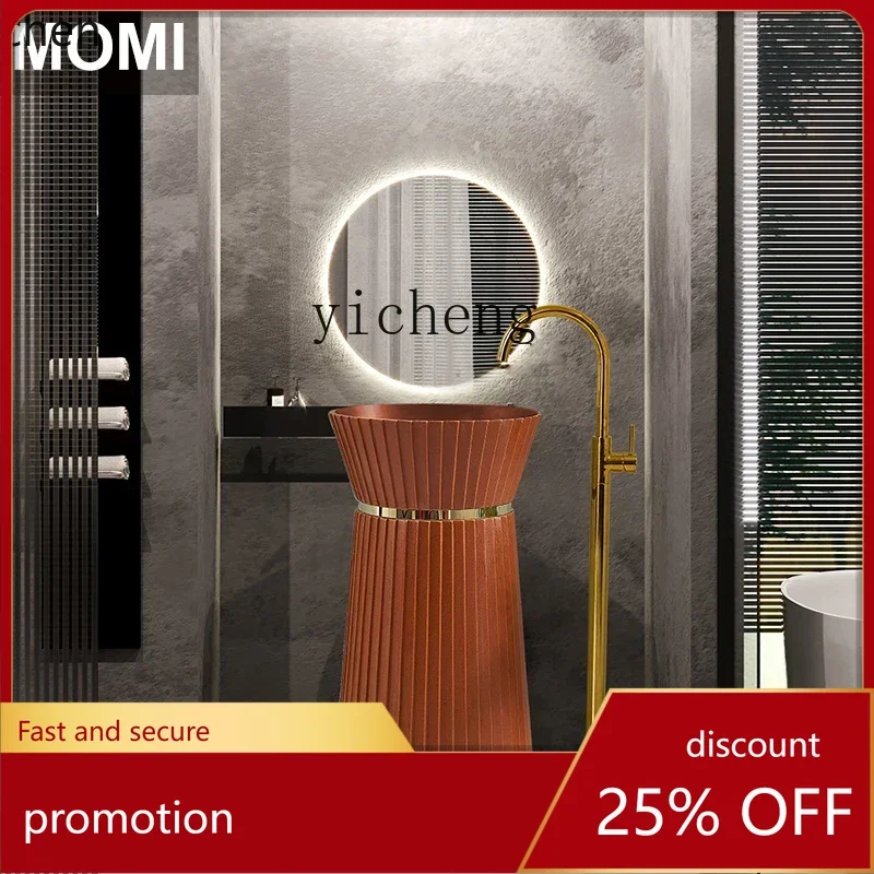 

HT small waist column basin floor-to-ceiling integrated art wash basin personalized creative face wash table