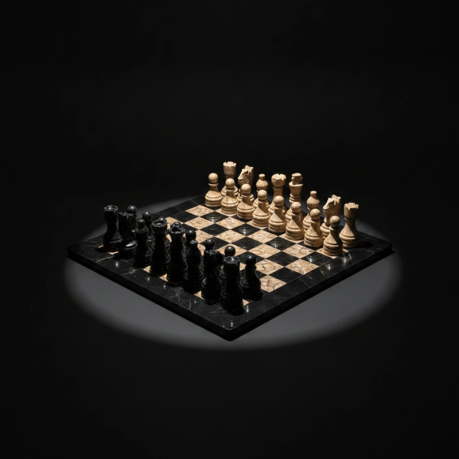 Chess Board with Pieces Sculptural Chess Ornament Statue Timeless Figurine Refined for Collectors, Living Room, Study