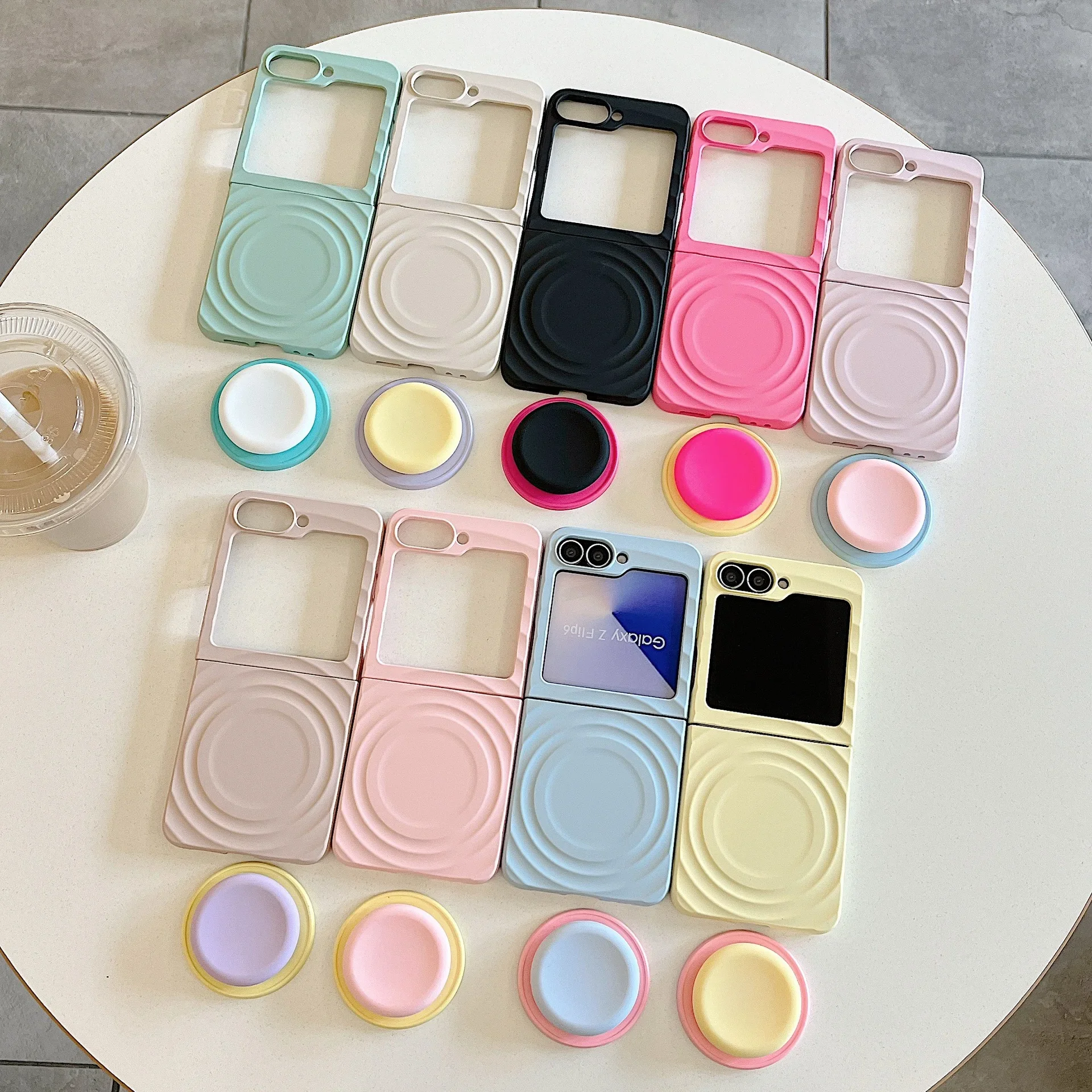 

Ripple Folding Phone Stand Case for Samsung Galaxy Z Flip 7 6 5 4 Protective Back Cover for ZFlip5 ZFlip6 ZFlip7 Case Shell