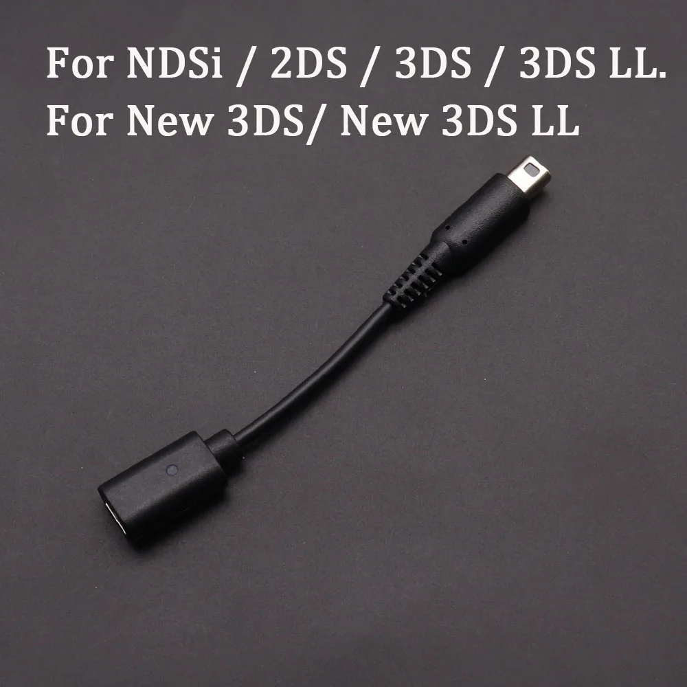 2PCS For GBA SP/GBM/NDS/NDSL/NDSI/2DS/3DS/New 3DS LL Controller Charging Adapter Type C LED Convert Cord Game Console Power Wire