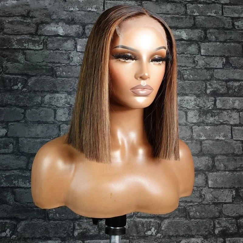 Ombre Chocolate Highlight Wig 100% Human Hair Brown Roots Ombre HD Lace Frontal Wigs For Women Human Hair Pre Plucked 13x4 Wig