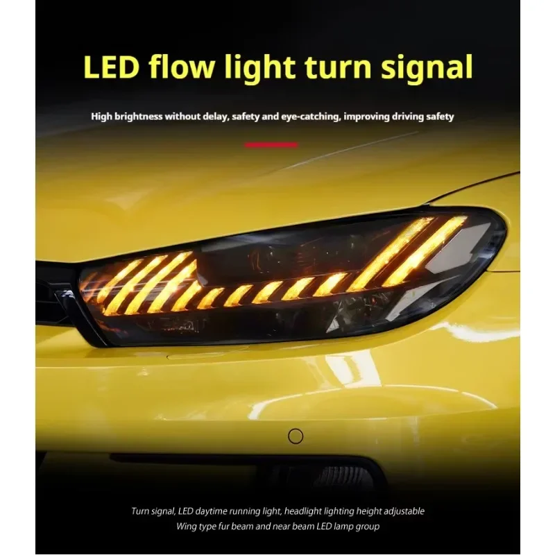 FT Car Lights for VW Scirocco Headlights 2009-2017 RS Style LED Projetor Headlamp Daytime Running Light Automotive Accessories