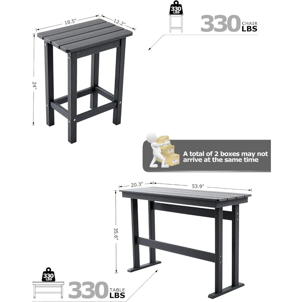 مجموعة مكونة من 3 قطع من طاولات وكراسي البار العالي في الهواء الطلق، بما في ذلك طاولة وكراسي الشرفة العالية، وبار الشرفة الصغيرة في الهواء الطلق