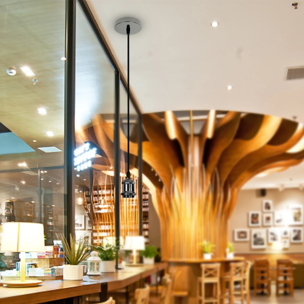 Pendant Light Holder E27 Screw Ceiling Lamp Holder Socket AC110V-220V Pendant Light Base Socket for Retro Incandescent Filament