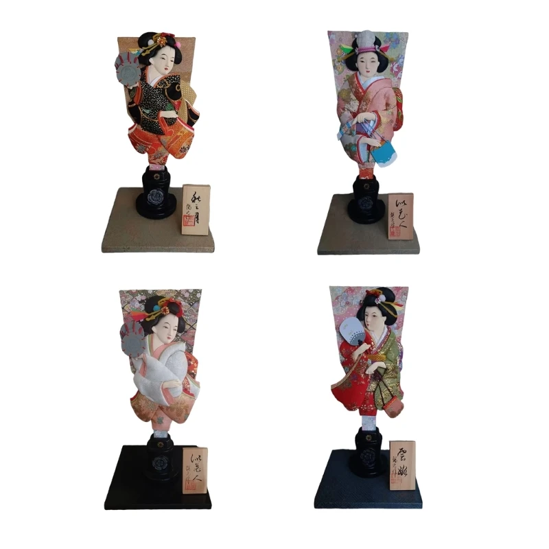 Traditionelle japanische Hagoita-Puppe, Stoff, Holz, Kunststück, Schreibtisch-Regal, Display, 3 x – Detail 1